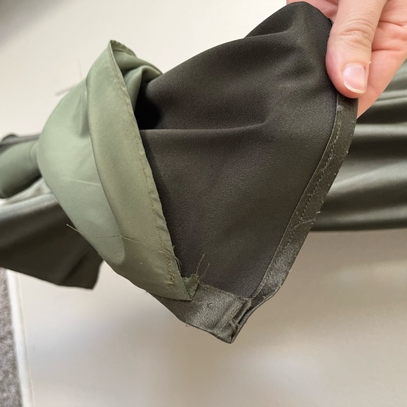 Birdy Grey Lisa Shiny Satin Cowl Neck Olive Green Long Dress in Women’s Size S - Picture 13 of 16